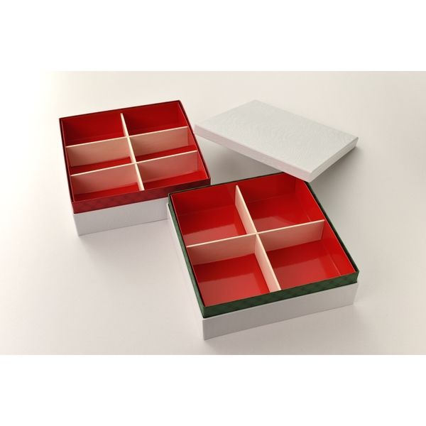 瑞光明 紙重箱 クリスマスオードブル用 スリット6.5寸2段　O-518　木製仕切AC付 【2段25組】（直送品）