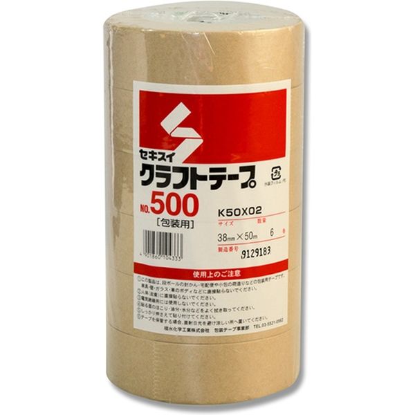 積水化学工業 クラフトテープ Ｎｏ．５００ ３８×５０ ６巻 6巻／束