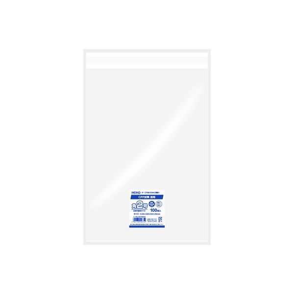 HEIKO ＣＰＰ封筒　角２　透明　100枚／袋 006795840 100枚／袋×20袋（直送品）