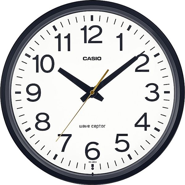カシオ計算機 アナログ時計 電波時計 掛け時計 メタリックブラッ IQ-482J-1JF 1個（取寄品）