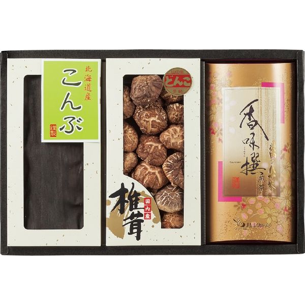 【ギフト包装】寿力物産　椎茸・昆布・八女茶詰合せ　HJYK-50（直送品）