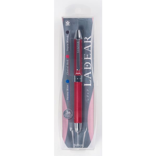サクラクレパス 3色水性ボールペン 0.4mm（フック）レディア レッド