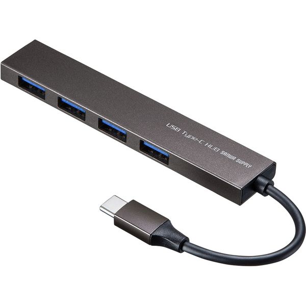 サンワサプライ USB Type-C 4ポートスリムハブ USB-3TCH25S 1個