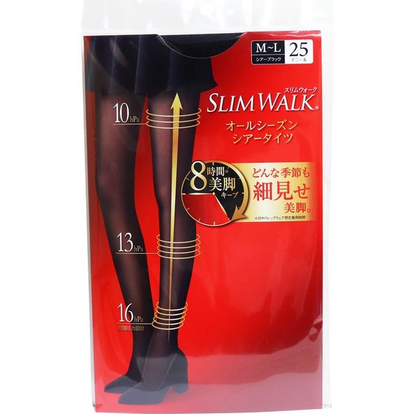 スリムウォーク オールシーズンシアータイツ シアーブラック M-Lサイズ　1枚入×5セット ピップ（直送品）