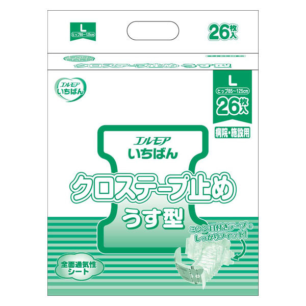 カミ商事 エルモアいちばん クロステープ止めうす型 L サイズ 1パック（26枚入）