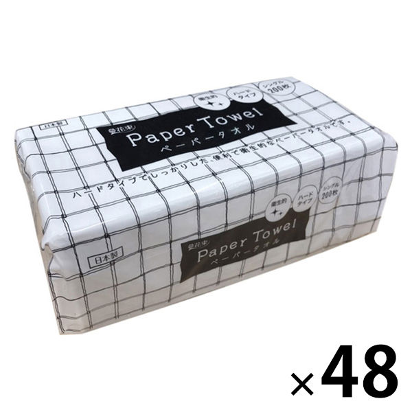 ペーパータオル 花束 中判 シングル ハードタイプ 再生紙 1箱（200枚入×48個）丸富製紙