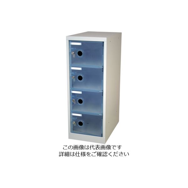 トラスコ中山 TRUSCO スケルトンロッカー 1列X4段 鍵付 ブルー TSL4K-B 1台 462-7181（直送品）