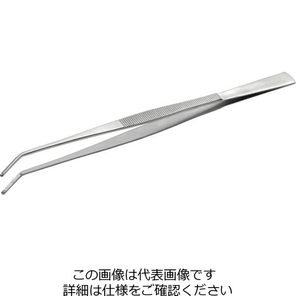 兼古製作所 ロングステンレスピンセット先端ギザ先曲300MM NO.159 1本（直送品）