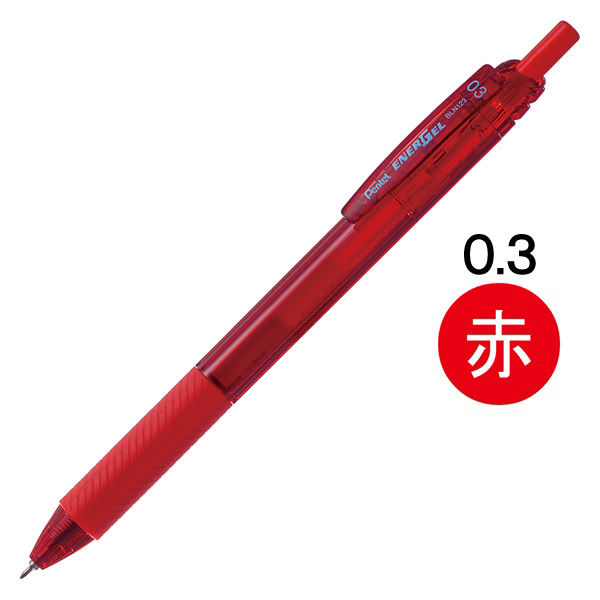 ぺんてる エナージェルエス 0.3mm 赤 BLN123-B 10本 - アスクル