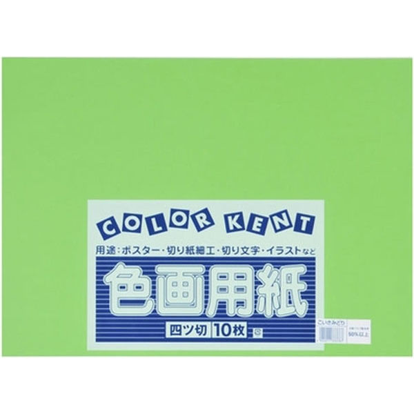 大王製紙 再生色画用紙 ４ツ切 10枚 こいきみどり B-39 1冊（直送品）