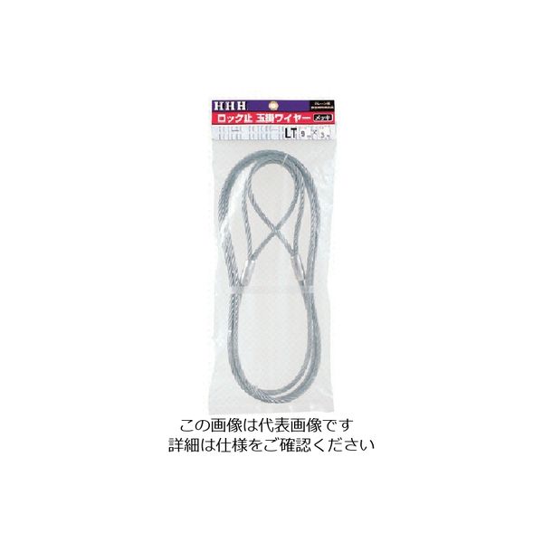 スリーエッチ HHH ロック止玉掛ワイヤー メッキ12mm×3m LT12MMX3M 1本 808-7075（直送品）