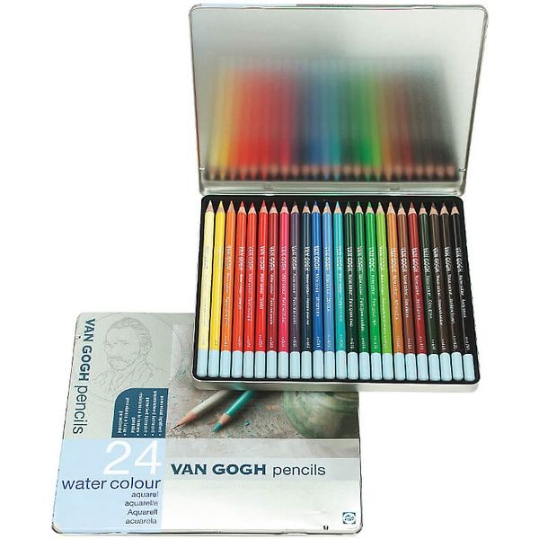 サクラクレパス ヴァンゴッホ水彩色鉛筆 24色セット（メタルケース入り） T9774-0024 1セット（直送品）