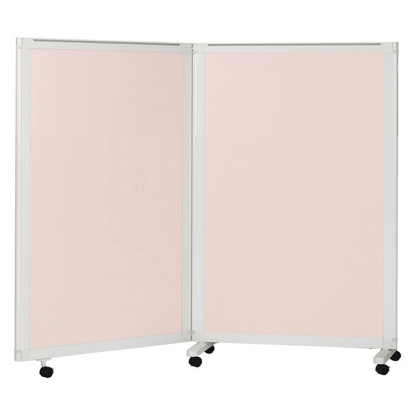 マツヨシキャスター付スクリーン(2連) W1800×D430×H1500mm　ピンク MY-N3584 1台 松吉医科器械（直送品）