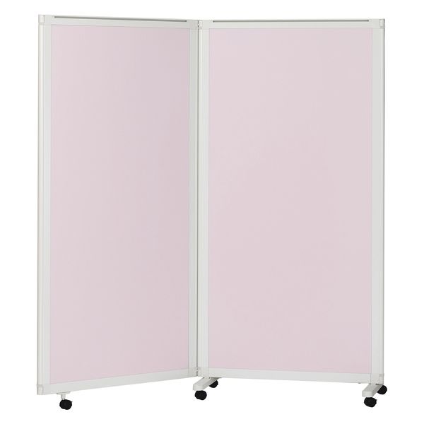 マツヨシキャスター付スクリーン(2連) W1800×D430×H1800mm　ピンク MY-N3585 1台 松吉医科器械（直送品）