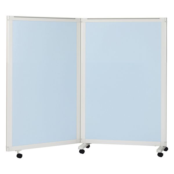 マツヨシキャスター付スクリーン(2連) W1800×D430×H1500mm　スカイブルー MY-N3584 1台 松吉医科器械（直送品）