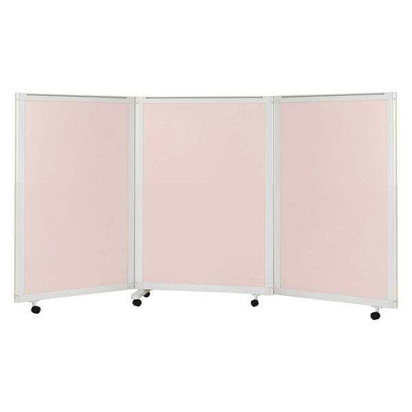 マツヨシキャスター付スクリーン(3連) W2700×D430×H1500mm　ピンク MY-N3586 1台 松吉医科器械（直送品）