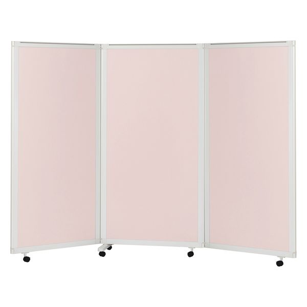 マツヨシキャスター付スクリーン(3連) W2700×D430×H1800mm　ピンク MY-N3587 1台 松吉医科器械（直送品）