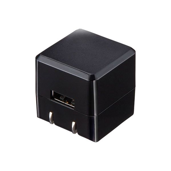 サンワサプライ キューブ型USB充電器（1A・高耐久タイプ・ブラック） ACA-IP70BK 1個