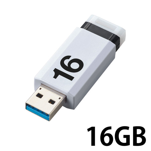 エレコム USBメモリ USB2.0 ノック式 16GB ホワイト MF-APKU2016GWH 1個