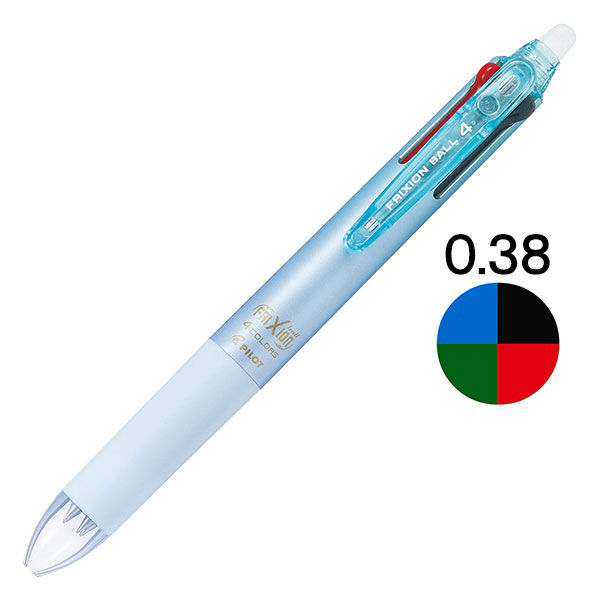 フリクションボール4　0.38mm　グラデーションライトブルー軸　水色　消せる4色ボールペン　LKFB-80UF-GRLB　パイロット （5本：1本×5）