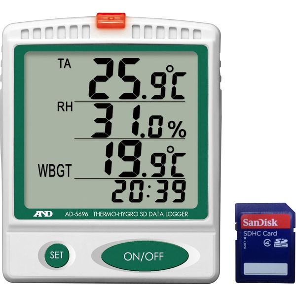 温湿度SDデータレコーダー　一般(ISO)校正付　AD5696-00A00　1台 エー・アンド・デイ（直送品）