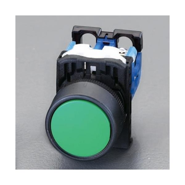 エスコ 22/25mm 押しボタンスイッチ(オルタネイト形/緑) EA940D-193 1セット(4個)（直送品）