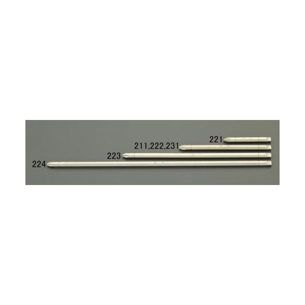 エスコ # 2x6.0mmx300mm [+ ー]ドライバービット EA611KR-224 1セット(15本)（直送品）