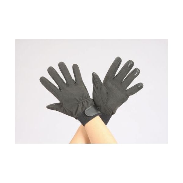 エスコ [M] 手袋(指先すべり止付・合成皮革/黒) EA353BJ-76 1セット(10双)（直送品）