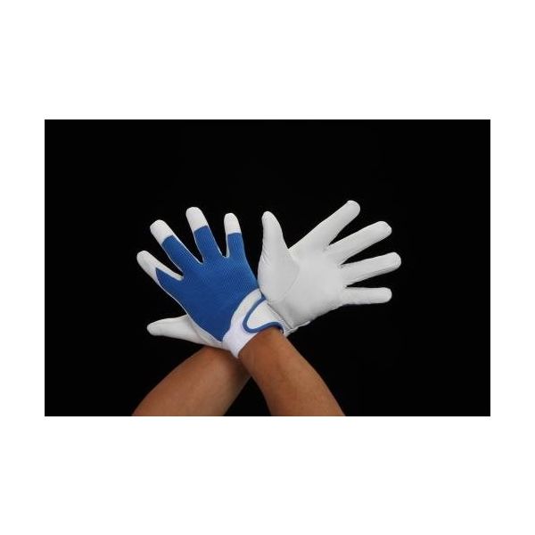 エスコ [LL] 手袋(牛革/白/青) EA353CC-68 1セット(4双)（直送品）
