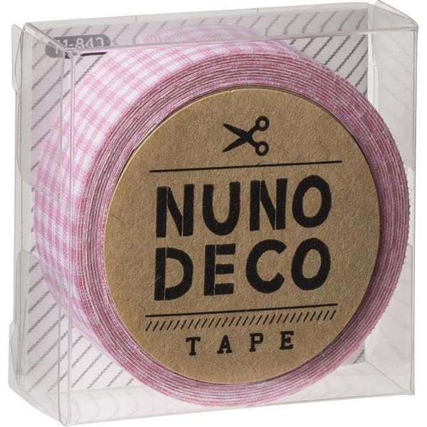 KAWAGUCHI ヌノデコテープ 1.5cm×1.2m ももいろチェック 11-842 1セット（3個）（直送品）