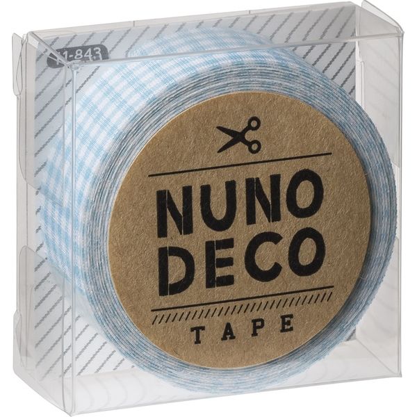 KAWAGUCHI ヌノデコテープ 1.5cm×1.2m みずいろチェック 11-843 1セット（3個）（直送品）