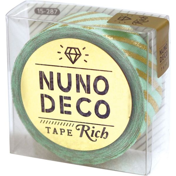 KAWAGUCHI ヌノデコテープ リッチストライプ 1.5cm×1.2m グリーン 15-287 1セット（2個）（直送品）