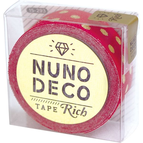 KAWAGUCHI ヌノデコテープ リッチドット 1.5cm×1.2m レッド 15-293 1セット（2個）（直送品）