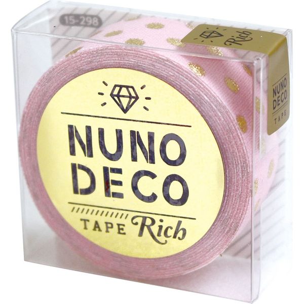 KAWAGUCHI ヌノデコテープ リッチドット 1.5cm×1.2m ピンク 15-298 1セット（2個）（直送品）