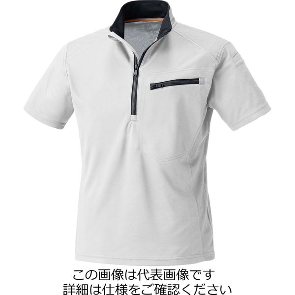 村上被服 半袖ジップアップシャツ ホワイト M 260-17-M 1セット（3枚）（直送品）