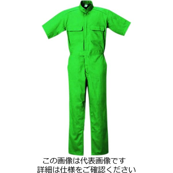 クレヒフク 綿100％半袖ジャンプスーツ グリーン 4L 111H-50-4L 1枚（直送品）