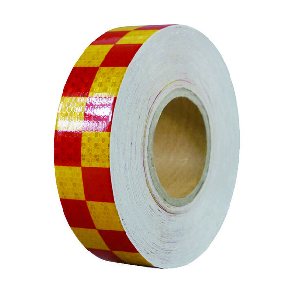 セーフラン安全用品 セーフラン 高輝度反射テープ 赤黄格子 幅50mm×50m 14368 1巻 206-8993（直送品）