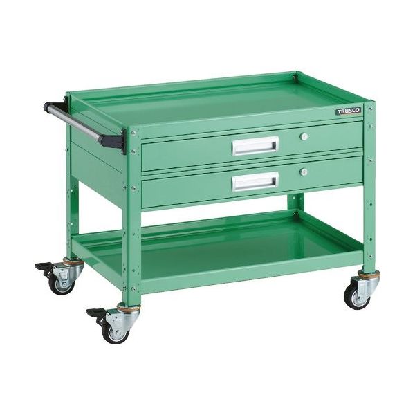 トラスコ中山 TRUSCO バーディワゴン 750×500 引出2段付 ウレタン車輪 ヤンググリーン BDW-672V2U-YG 1台（直送品）