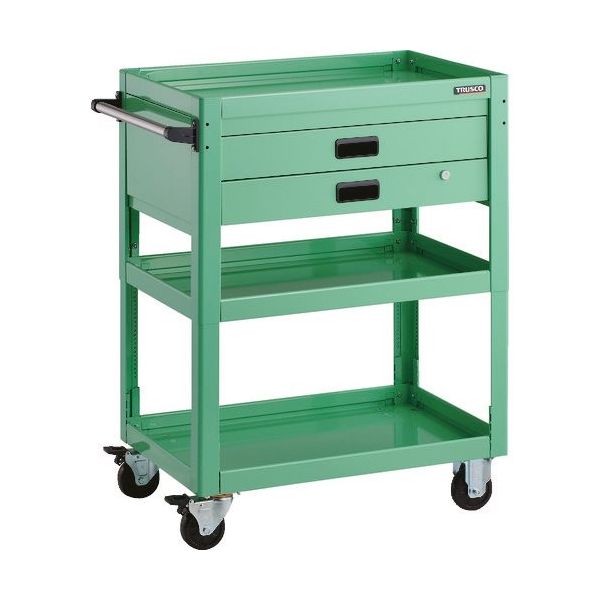 TRUSCO ツールワゴン ドルフィン 高さ調節式 750X500 2段引出 YG色