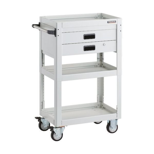 TRUSCO ツールワゴン ドルフィン 高さ調節式 600X400 2段引出 ホワイト ウレタン車輪 DLWS-A963XU-W 1台（直送品）
