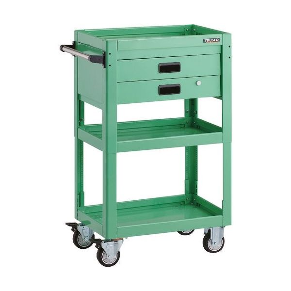 TRUSCO ツールワゴン ドルフィン 高さ調節式 600X400 2段引出 ヤンググリーン ウレタン車輪 DLWS-A963XU-YG（直送品）