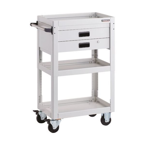 トラスコ中山 TRUSCO ツールワゴン ドルフィン 高さ調節式 600X400 2段引出 ホワイト DLWS-A963X-W 1台（直送品）