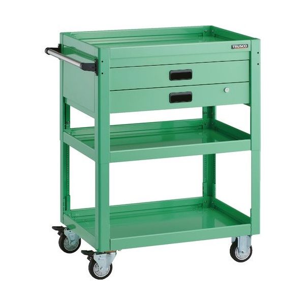 TRUSCO ツールワゴン ドルフィン 高さ調節式 750X500 2段引出 ヤンググリーン ウレタン車輪 DLWS-A973XU-YG（直送品）