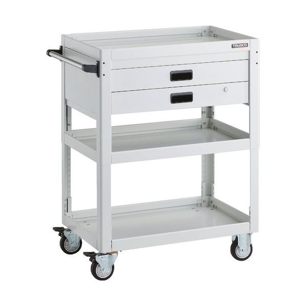 TRUSCO ツールワゴン ドルフィン 高さ調節式 750X500 2段引出 ホワイト ウレタン車輪 DLWS-A973XU-W 1台（直送品）