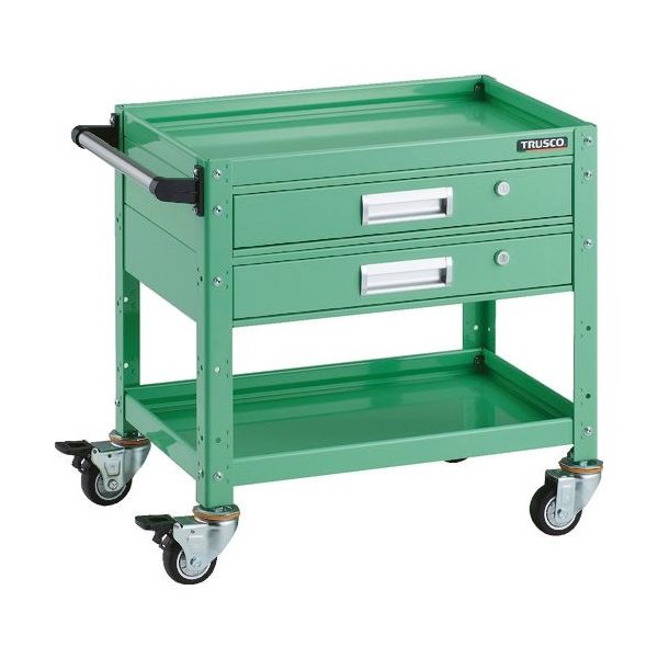 トラスコ中山 TRUSCO バーディワゴン 600×400 引出2段付 ウレタン車輪 ヤンググリーン BDW-662V2U-YG 1台（直送品）