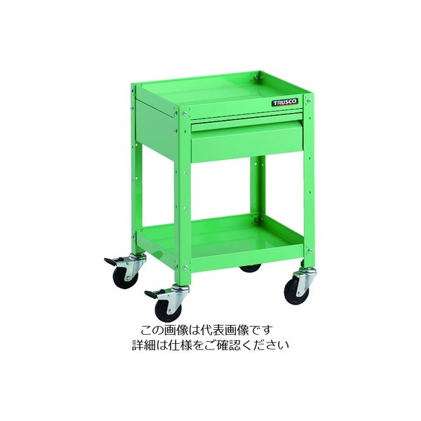 トラスコ中山 TRUSCO ツールワゴン ラビットワゴン 400X350 引出1段付 ゴム車輪 ヤンググリーン RBW-642V YG 1台（直送品）