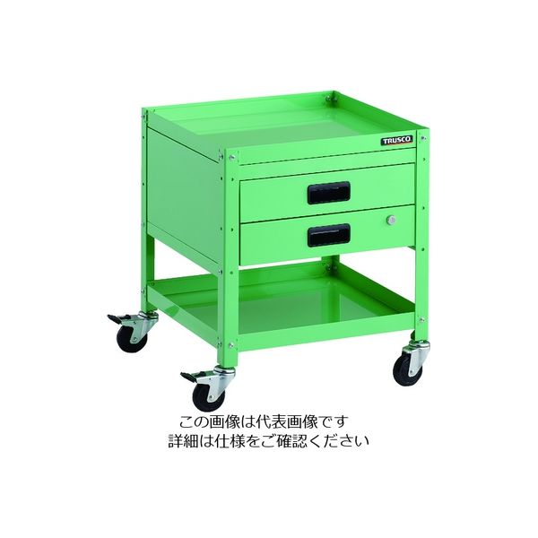 トラスコ中山 TRUSCO ツールワゴン ラビットワゴン 500X500 引出2段付 ゴム車輪 ヤンググリーン RBW-652X YG 1台（直送品）