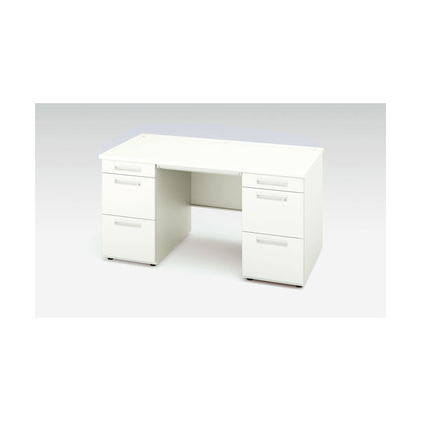 NAIKI 両袖デスク XEHH型/天板:ホワイト 本体:クリアーホワイト/W1500×D700×H720 XEHH157GG-WH 1台（直送品）