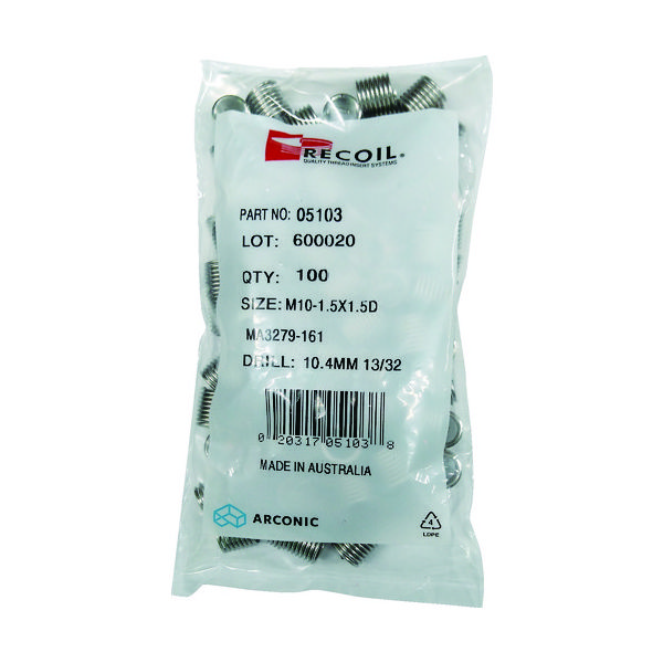 リコイル インサートねじ SUS304 適用ボルトねじ:M18ー2.50×1.5D(50個入り) 05183 1袋(50個)（直送品）