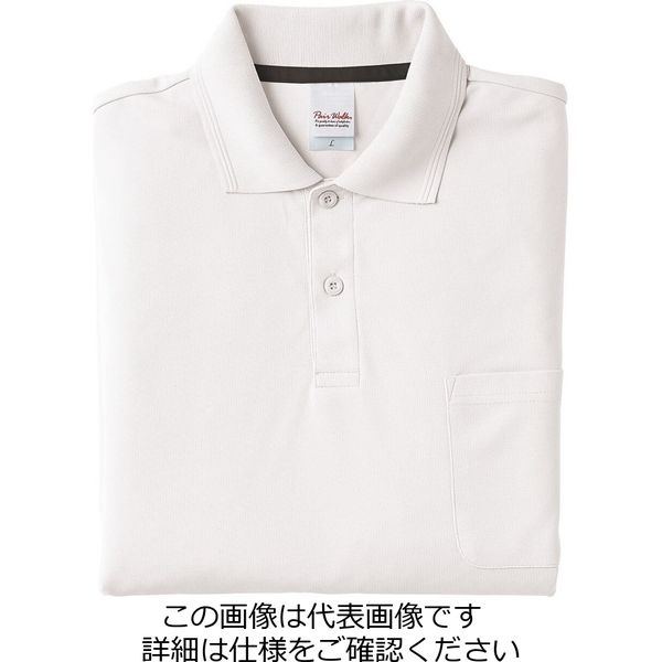 クロダルマ 長袖ポロシャツ(脇スリット) ホワイト M 25415ー1ー90ーM 25415-1-90-M 1枚（直送品）